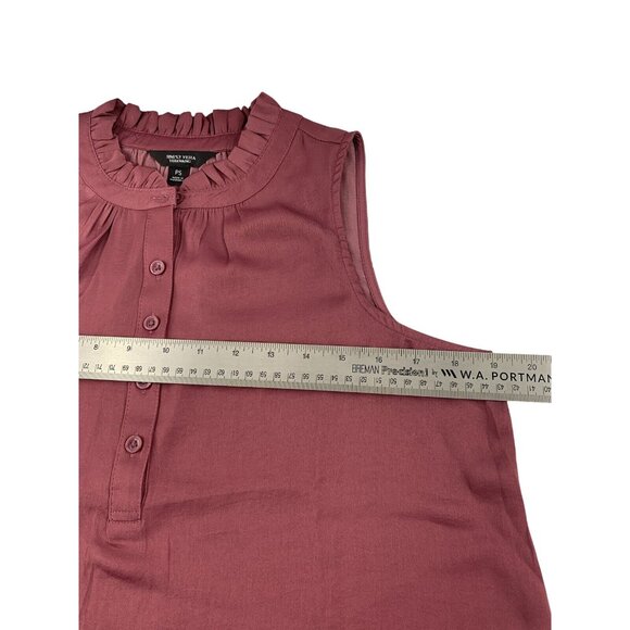 Simply Vera Wang Sleeveless Ruffle Collar Blouse In Maroon Size PS - Picture 6 of 9